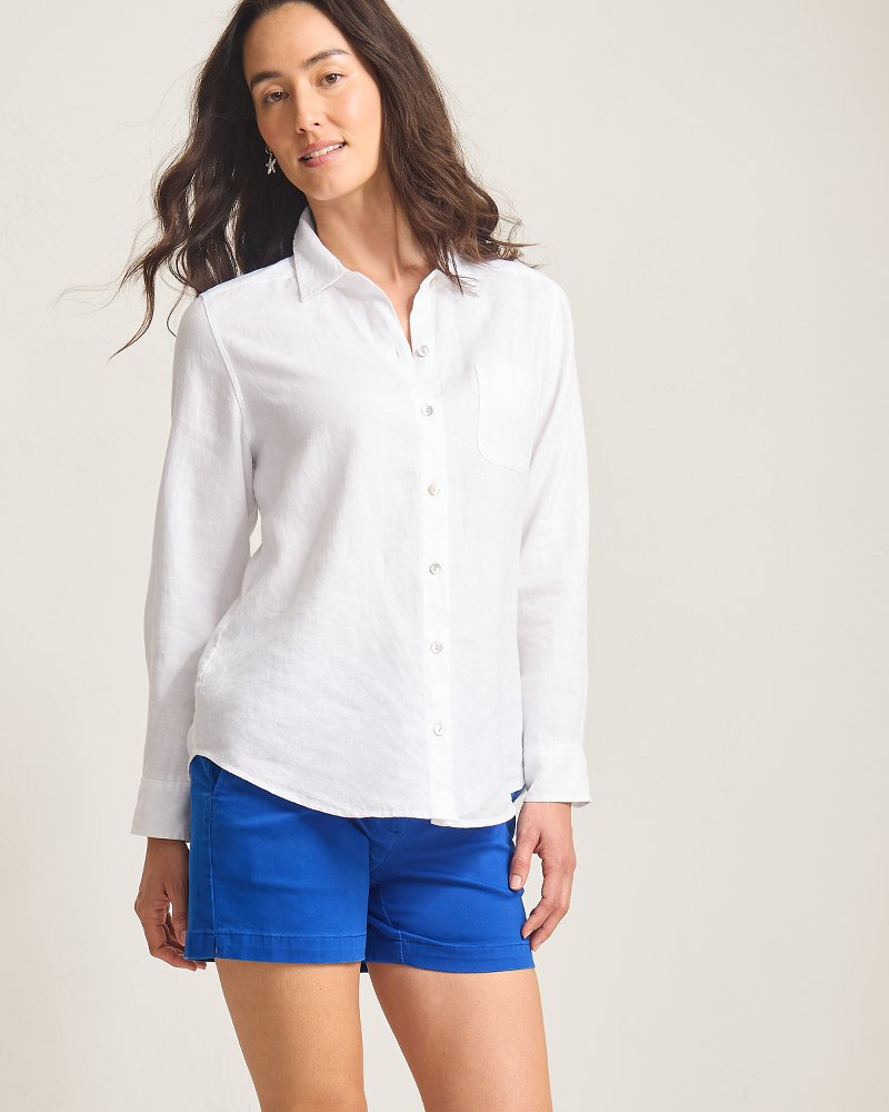 Coastalina Relaxed Long-Sleeve Linen Top