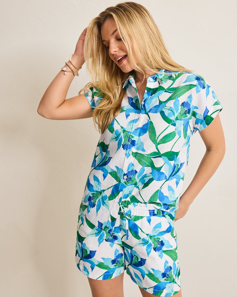 Coastalina Linen Seaside Brights Camp Shirt