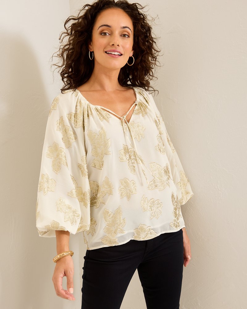 Shimmering Shores Peasant Top