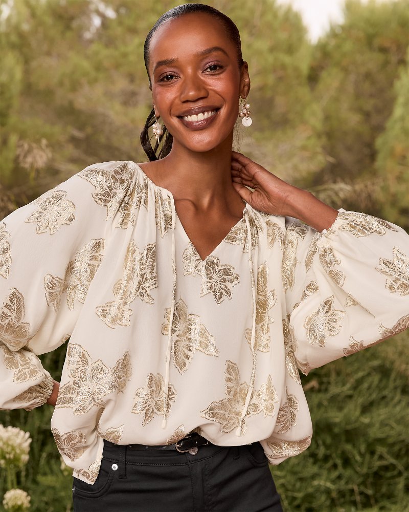 Shimmering Shores Peasant Top