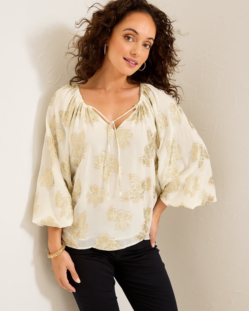 Shimmering Shores Peasant Top