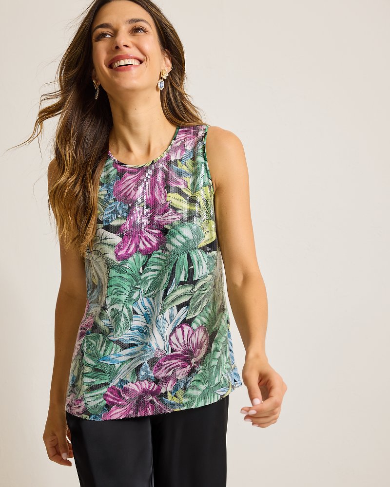 Jungle Jewels Sequin Shell Top