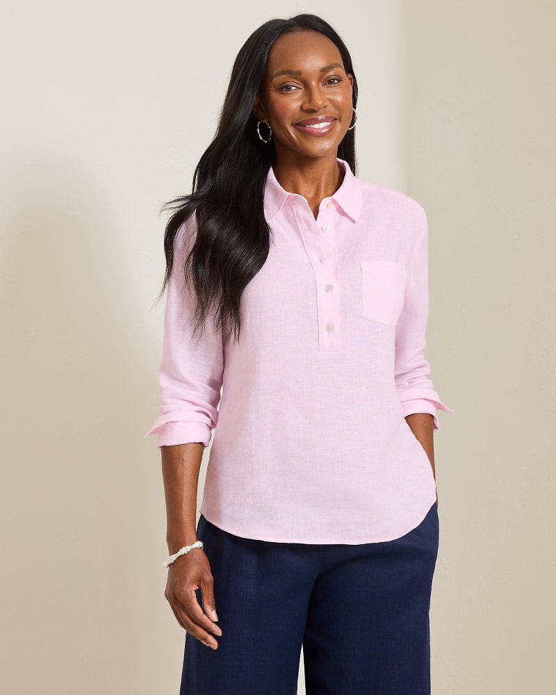 Coastalina Linen Popover Top