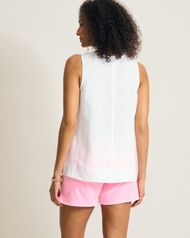 Thumbnail for Coastalina Linen V-Neck Tie-Front Top