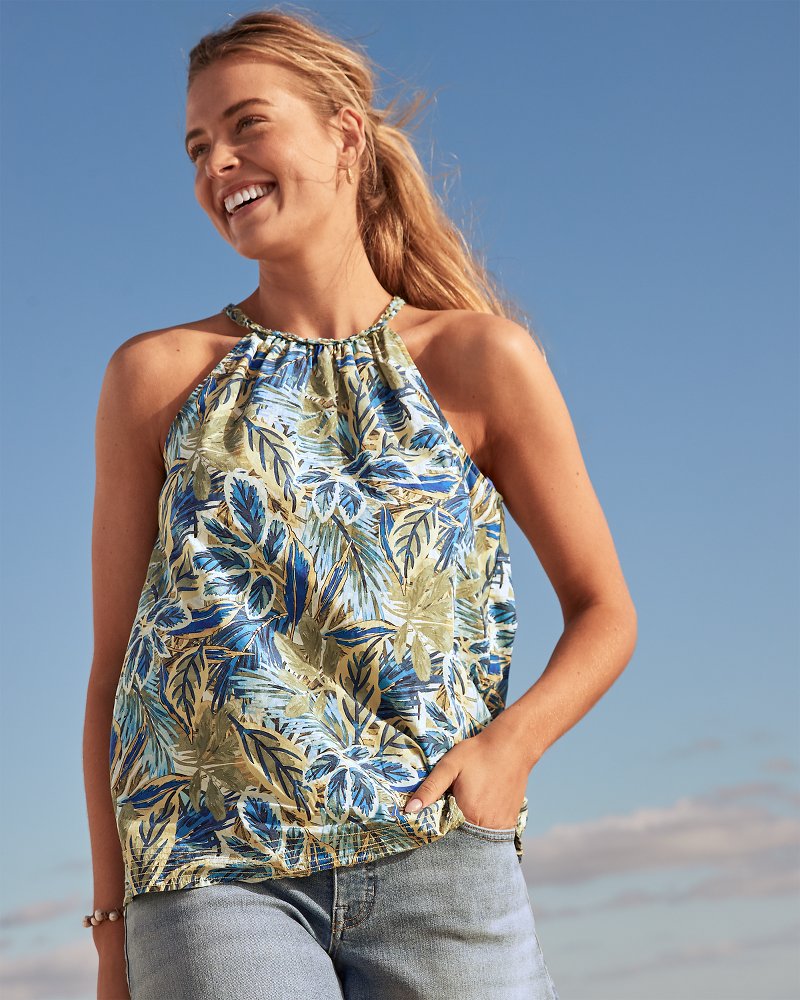 Frond Grove Poplin Halter Top