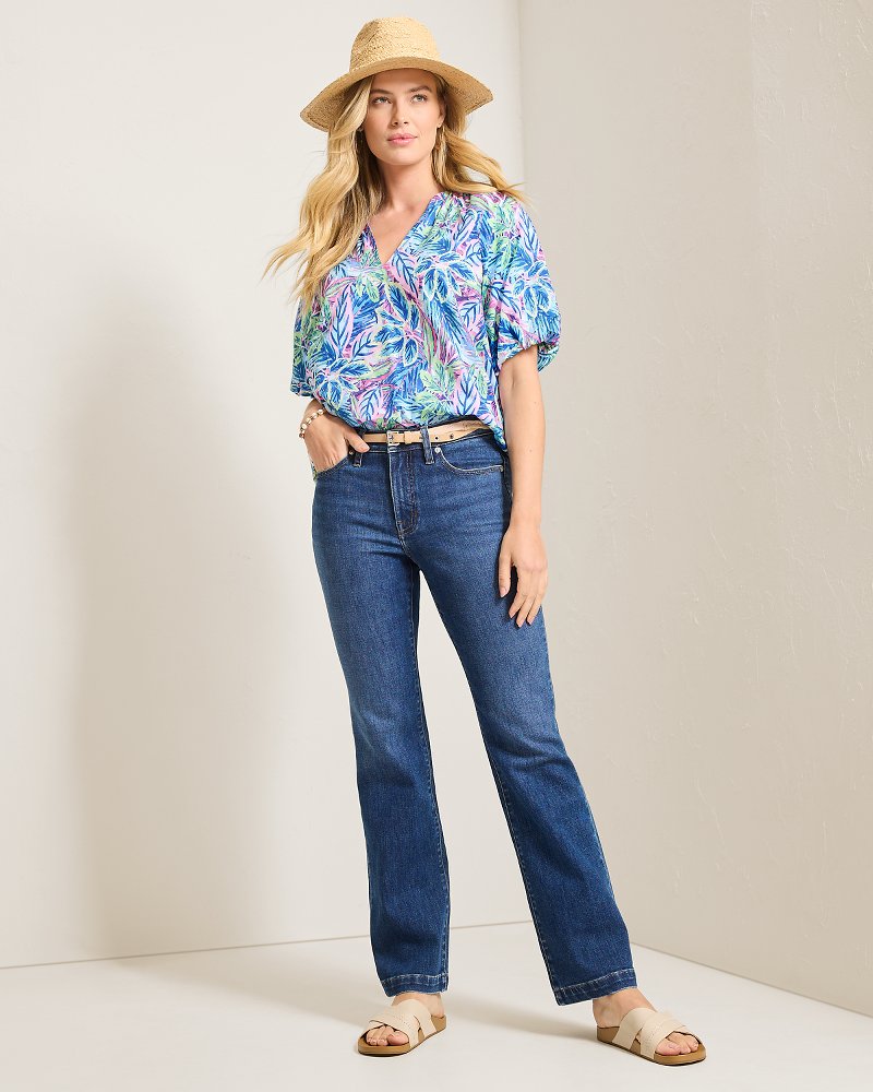 Frond Grove Puff-Sleeve Top