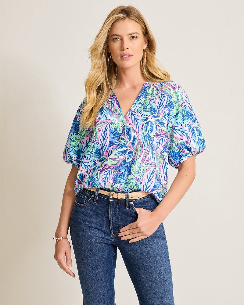 Frond Grove Puff-Sleeve Top