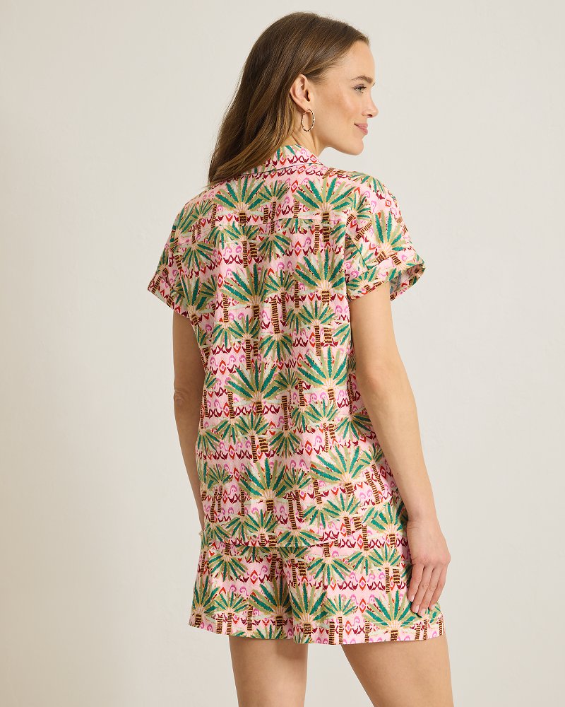 Thumbnail for Coastalina Linen Palm Pointe Camp Shirt