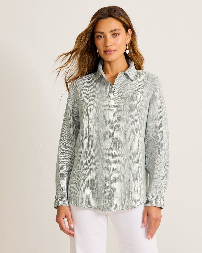 Coastalina Linen Shimmering Bay Relaxed Top