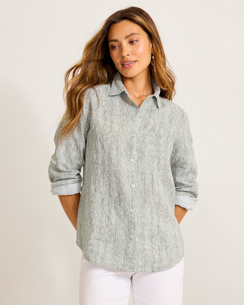 Coastalina Linen Shimmering Bay Relaxed Top