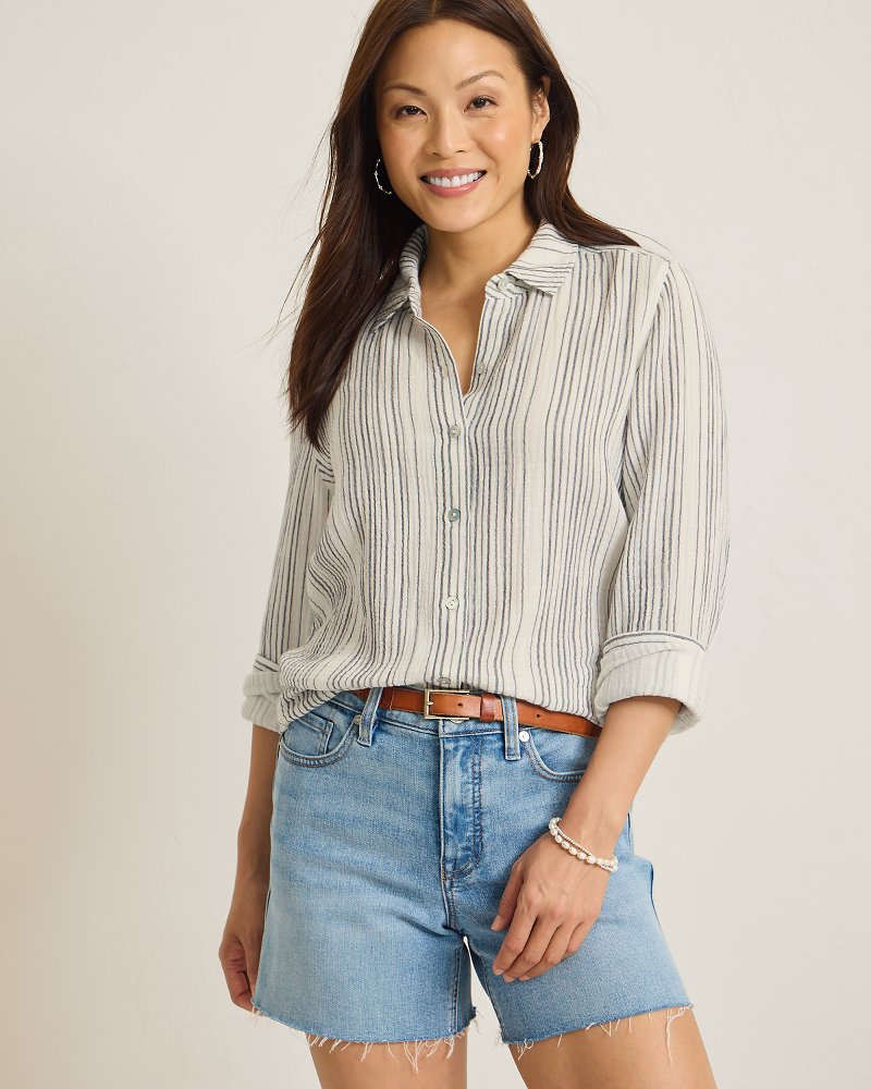Island Gauze Luminous Tide Long-Sleeve Top