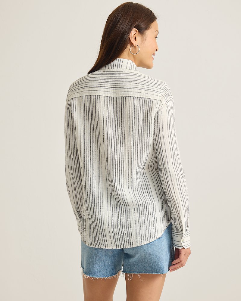 Thumbnail for Island Gauze Luminous Tide Long-Sleeve Top