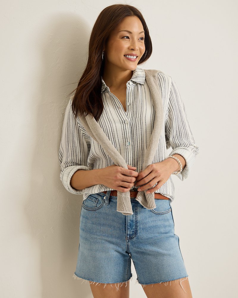 Island Gauze Luminous Tide Long-Sleeve Top