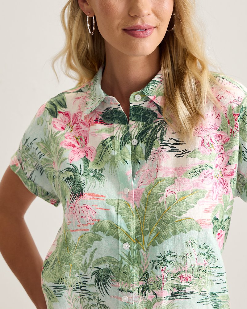 Thumbnail for Coastalina Linen Garden Villa Camp Shirt
