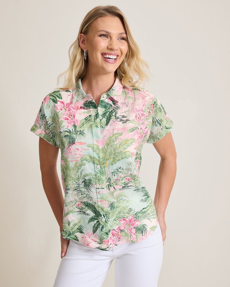 Thumbnail for Coastalina Linen Garden Villa Camp Shirt