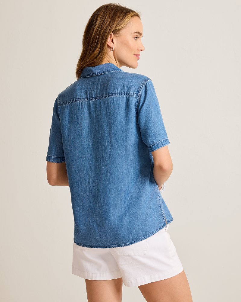 トミー バハマ  Bahama Chambray O'lei Utility Popover レディース シャツ トップス Medium I Women's Tommy Bahama Chambray O'lei Utility Popover | Zappos.com