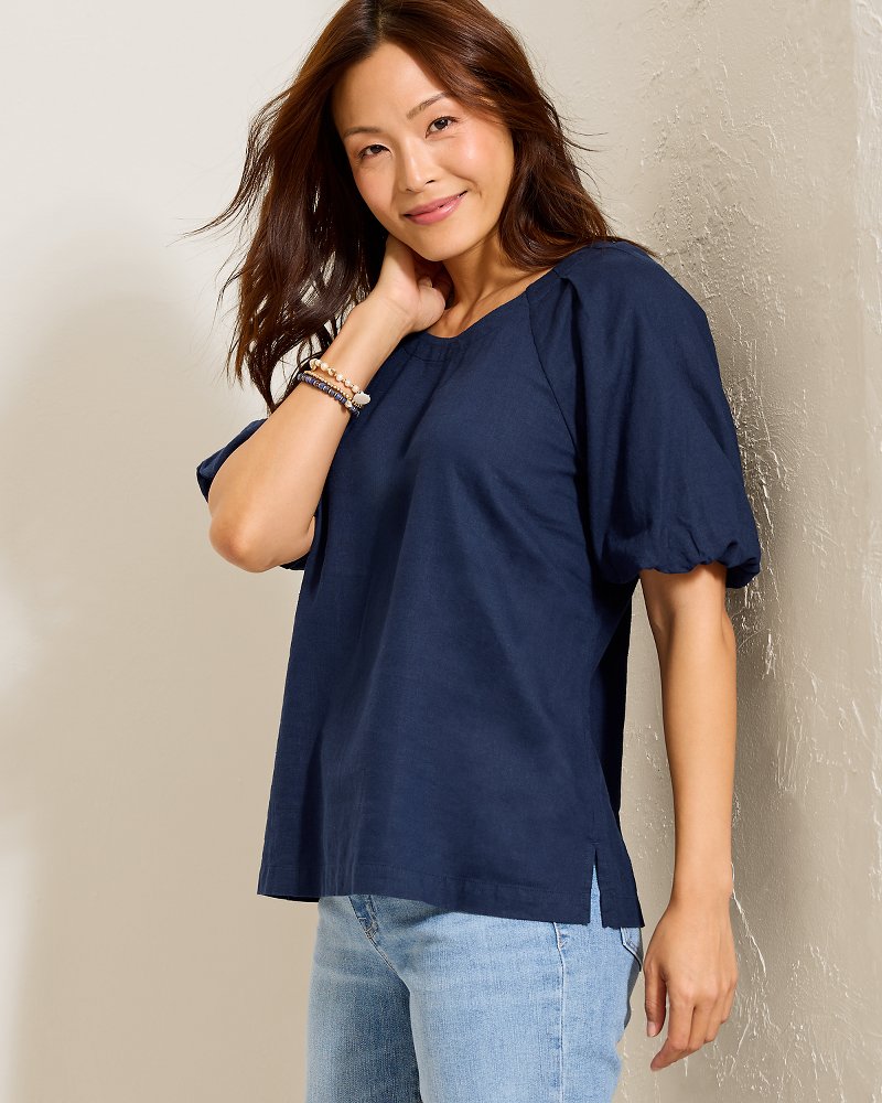 Palm Shores Linen-Blend Blouse
