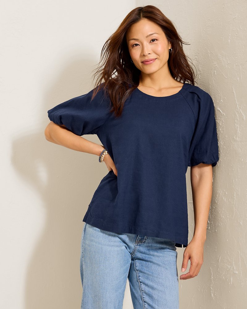 Palm Shores Linen-Blend Blouse