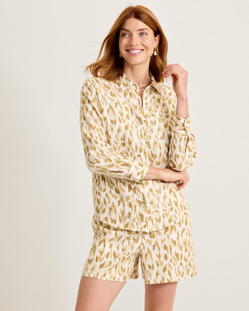 Coastalina Linen Cheetah Cove Relaxed Shirt