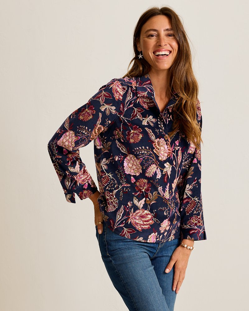 Exquisite Bloom Cord Popover Top