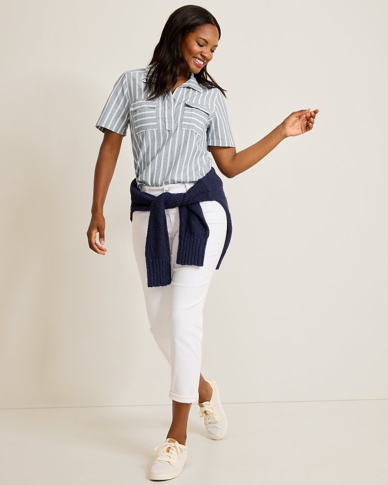 Thumbnail for Chambray Stripe Utility Popover Top