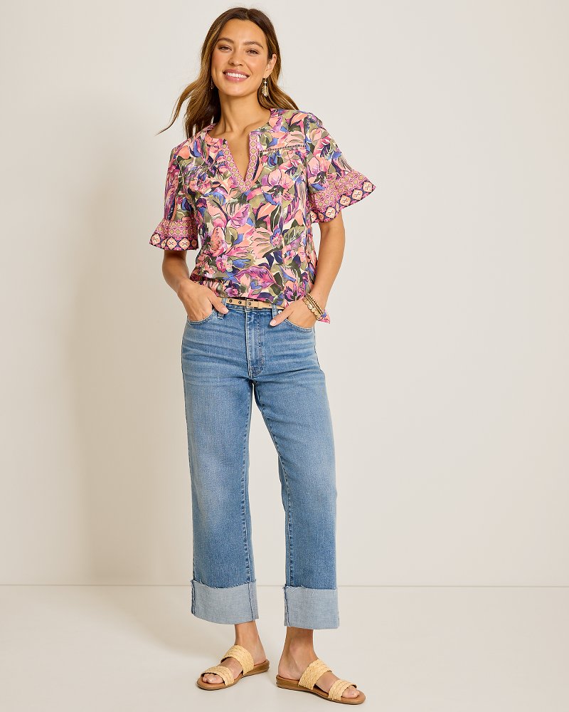 Garden Oasis Flutter-Sleeve Top