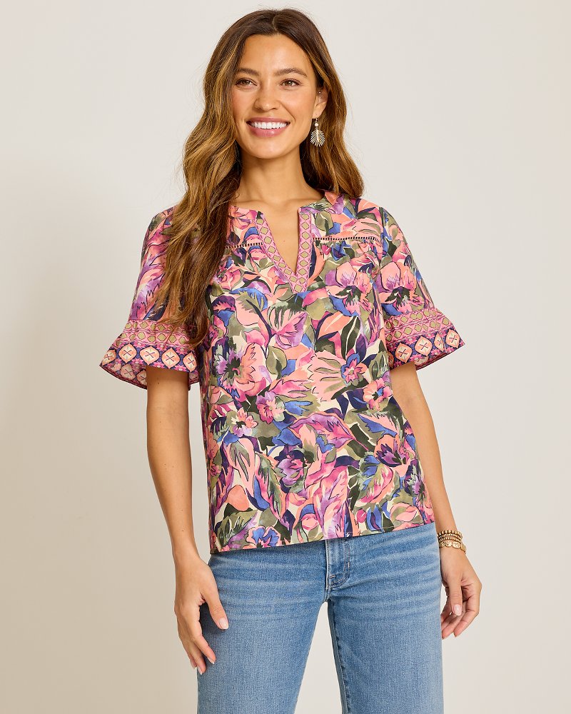 Garden Oasis Flutter-Sleeve Top