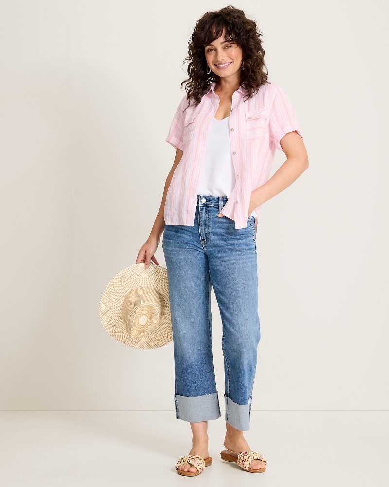 Beach Breeze Linen-Blend Camp Shirt