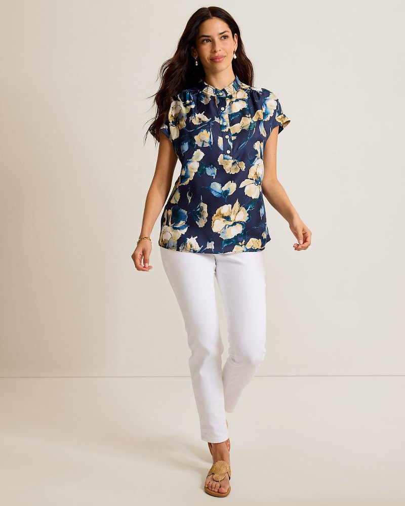 Beleza Blossom Silk Popover Top