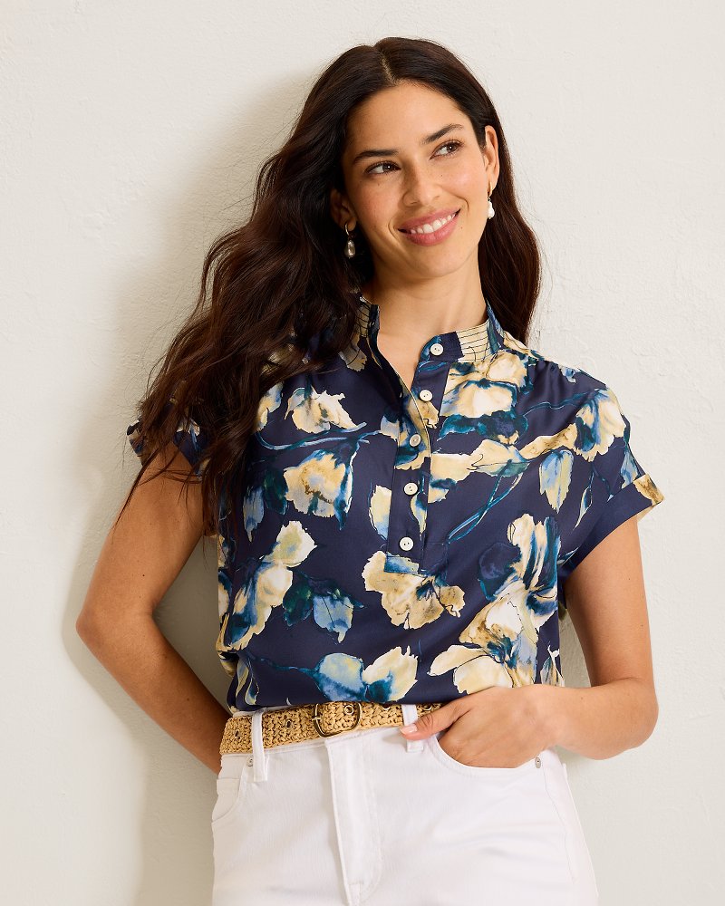 Beleza Blossom Silk Popover Top