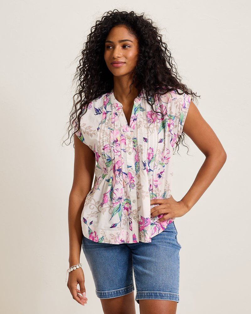 Voile Voyage Floral Gardens Cross-Stitch Blouse