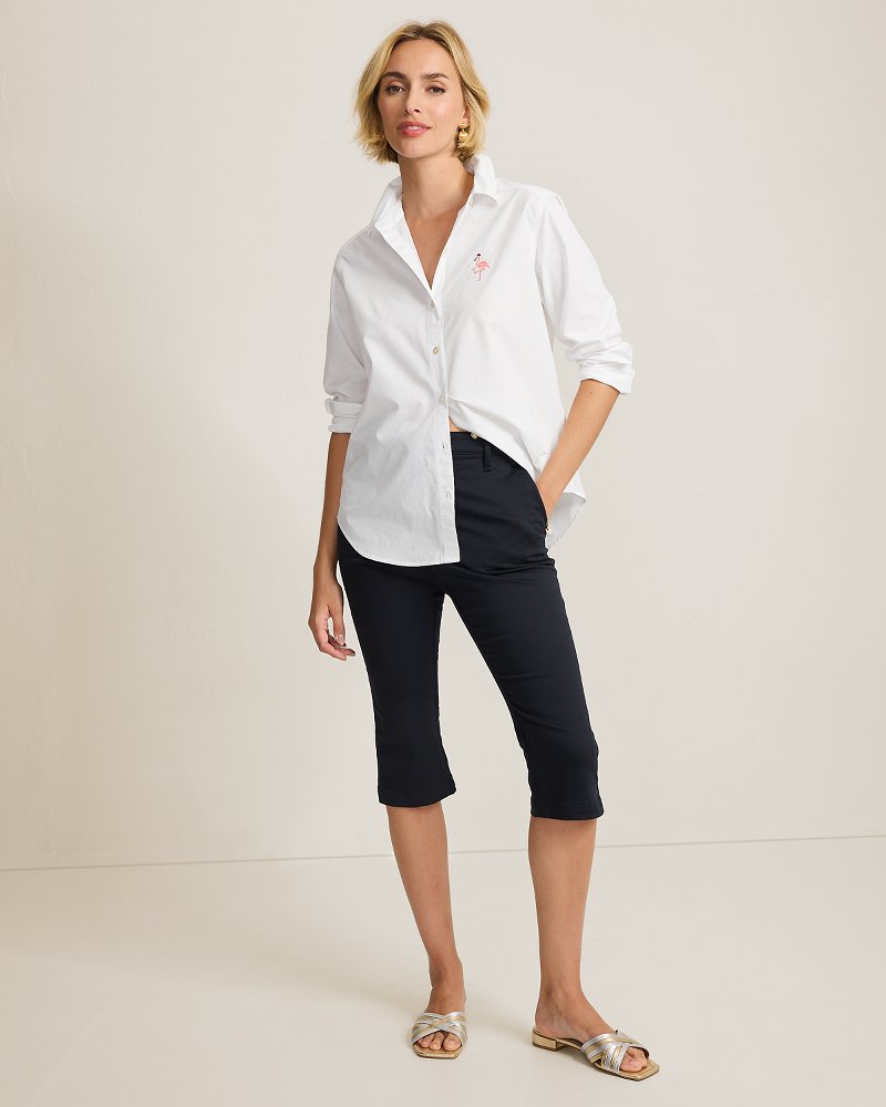Hula Days Embroidered Poplin Relaxed Shirt