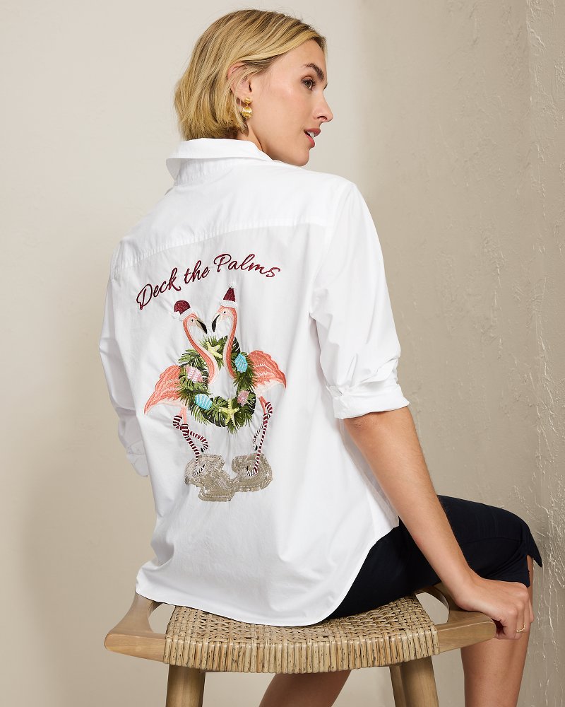 Hula Days Embroidered Poplin Relaxed Shirt