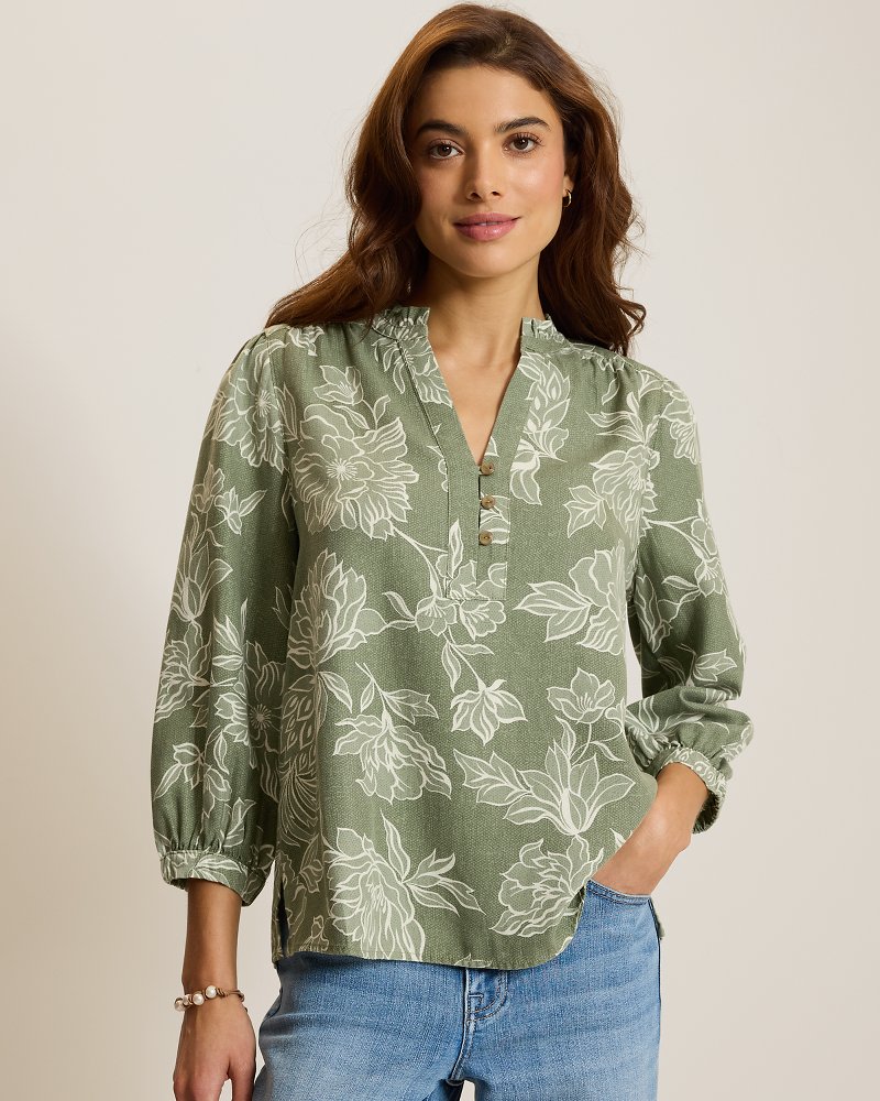 Breezy Blooms Linen-Blend Top