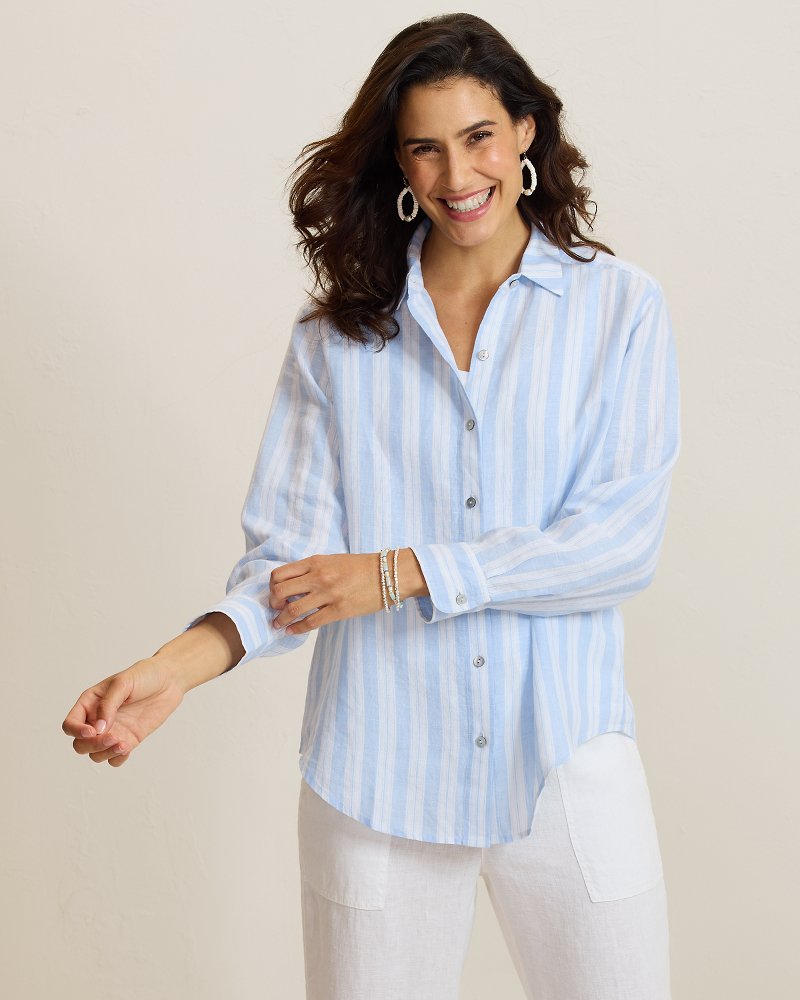 Coastalina Linen Sea Stripe Relaxed Shirt