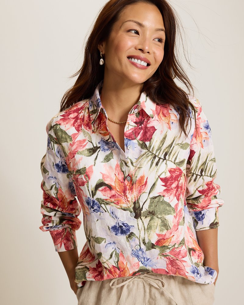 Coastalina Linen Island Bloom Relaxed Shirt