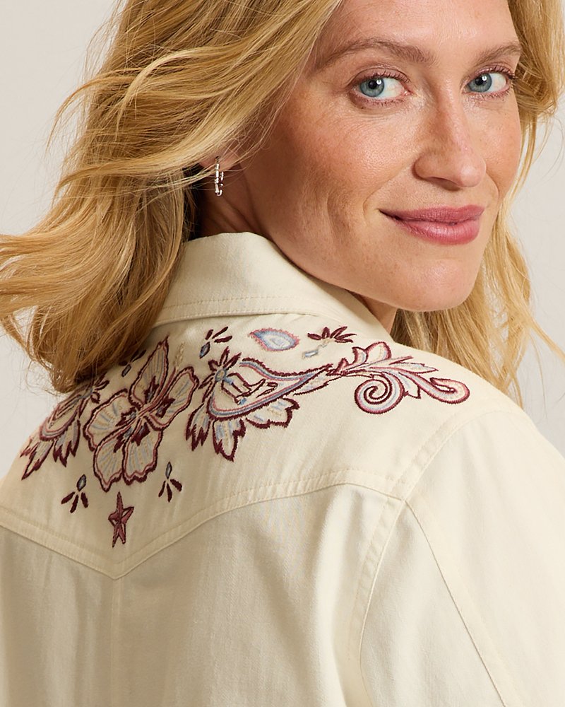 Tommy Bahama x Stetson Bandana Bay Embroidered Ecru Shirt