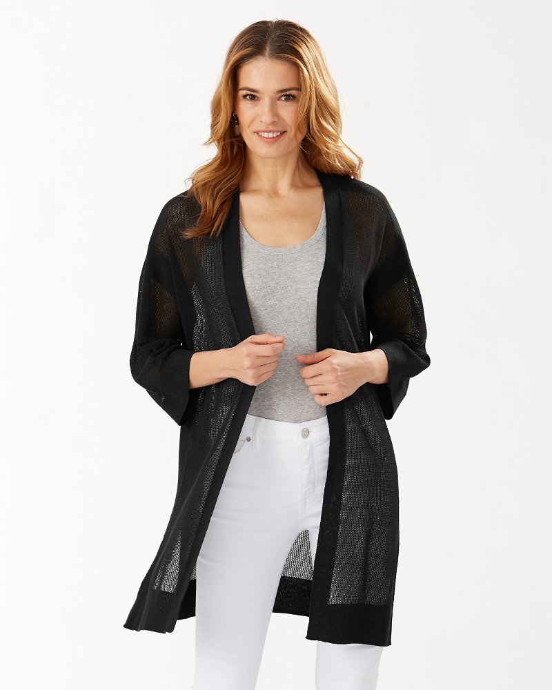 Black linen mix cardigan sale