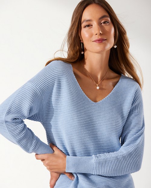 Bonita Sequin Ottoman V-Neck Sweater
