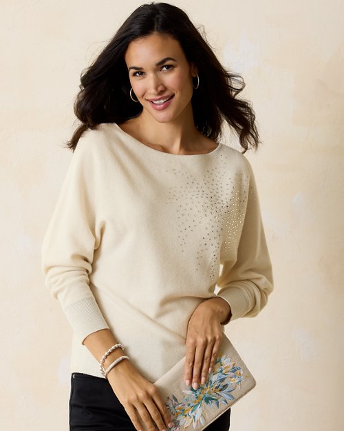 Serena Swarovski® Crystal Palm Dolman Sweater