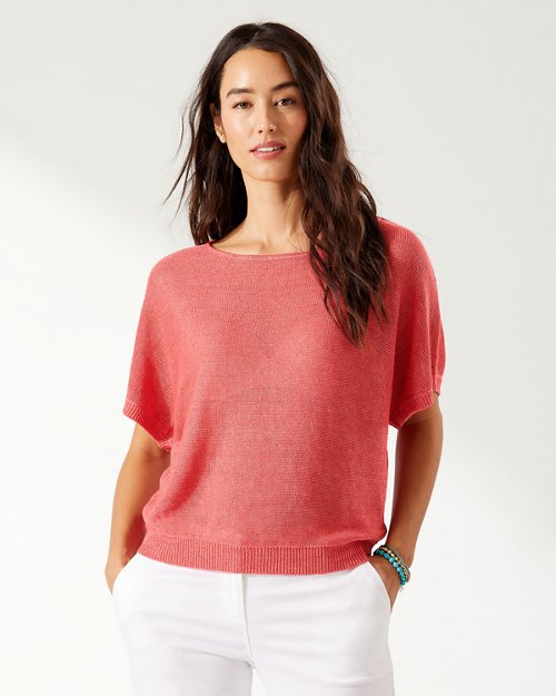 Cedar Linen French-Sleeve Sweater