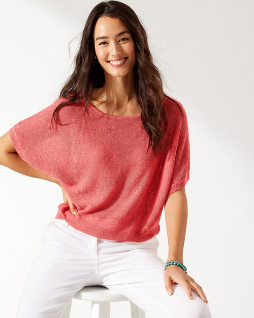 Cedar Linen French-Sleeve Sweater