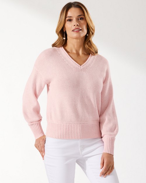 Soft Cotton Heather V-Neck Sweater
