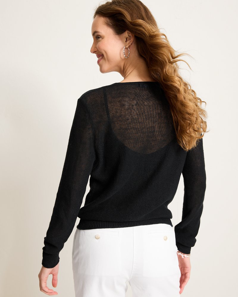 Thumbnail for Cedar Linen Long-Sleeve V-Neck Sweater