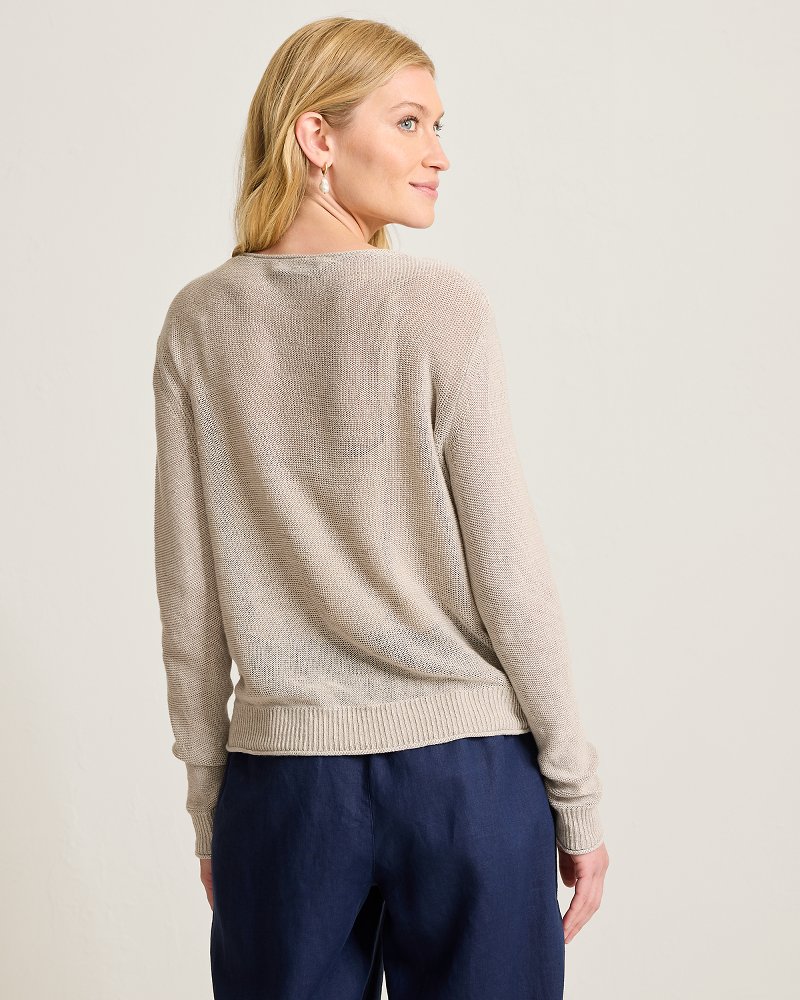Thumbnail for Cedar Linen Long-Sleeve V-Neck Sweater