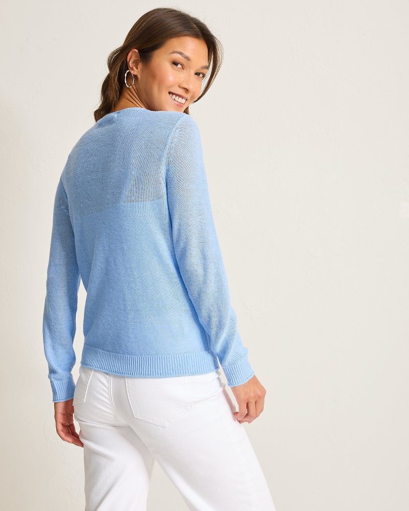 Thumbnail for Cedar Linen Long-Sleeve V-Neck Sweater