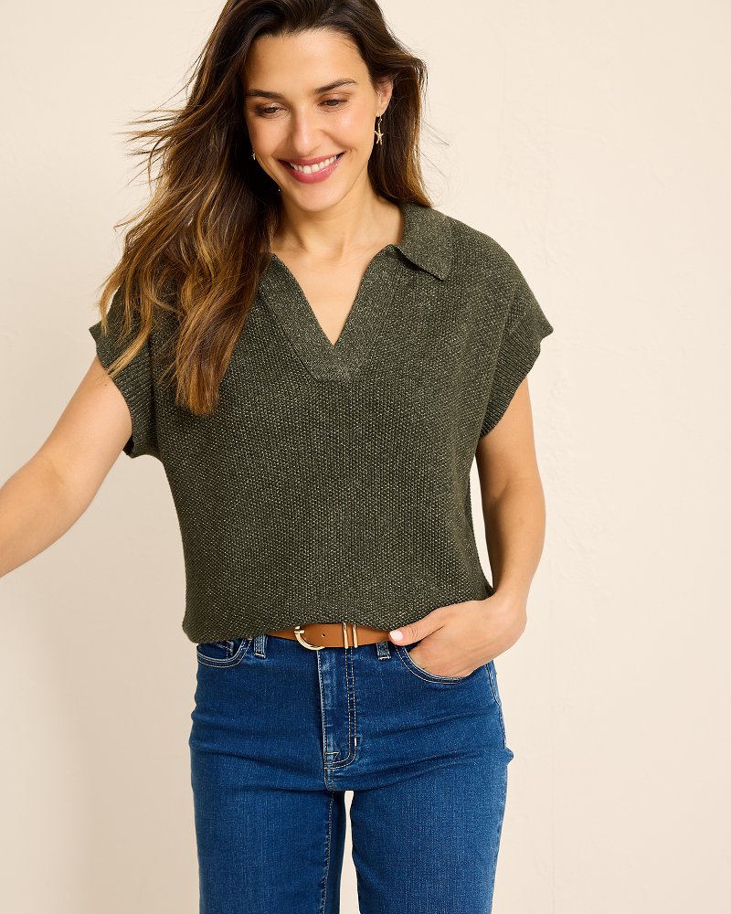 Pebble Stitch Collared Sweater