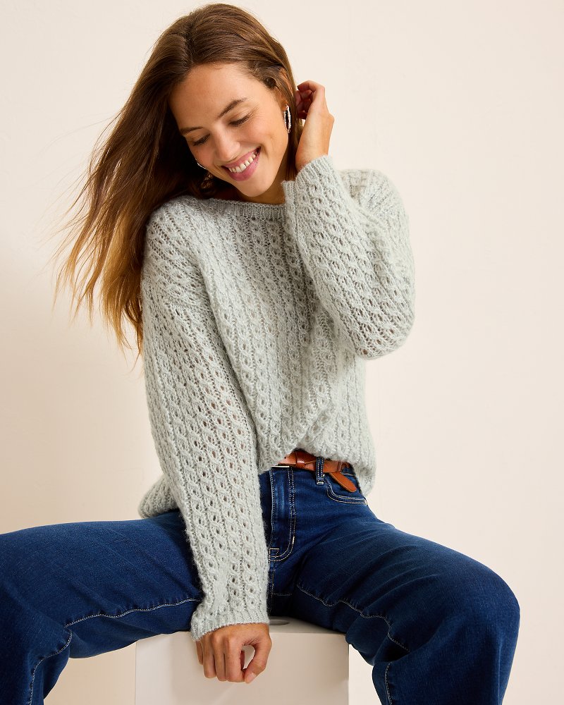 Shimmer Cable Boat-Neck Sweater