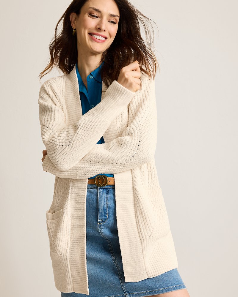 Island Luna Chenille Shell Stitch Cardigan