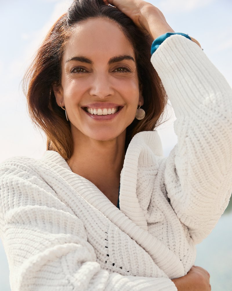 Island Luna Chenille Shell Stitch Cardigan